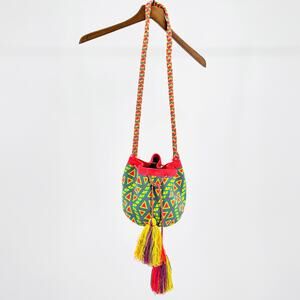 Handmade Mochila Neon Tribal Aztec Woven Tassel Crossbody Bag